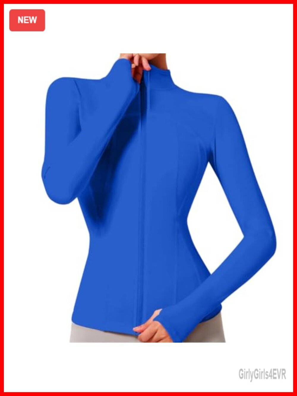 Zip Up Athletic Track Jacket with Thumb Holes Stand Collar Lightweight Gym Top